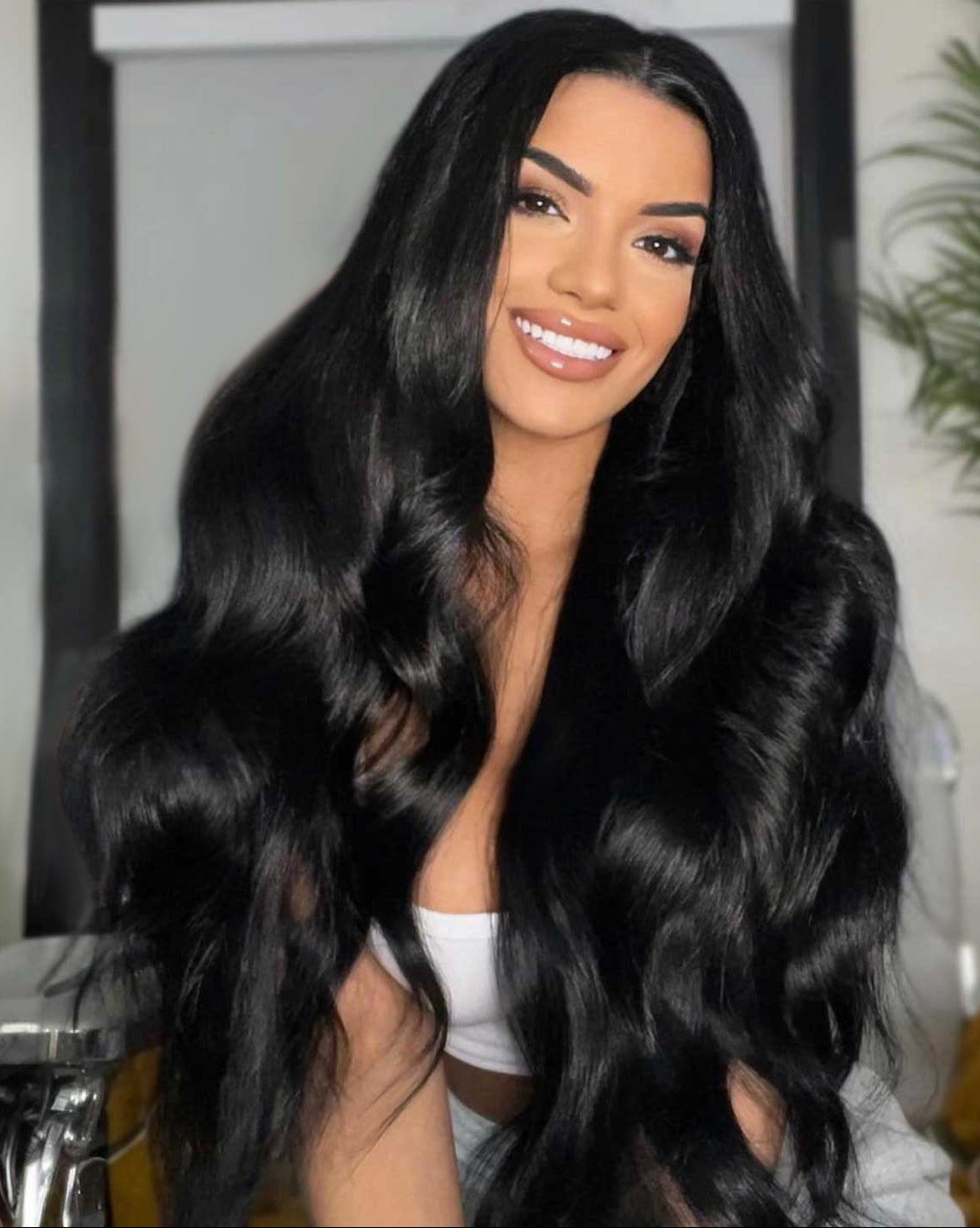 Arabella 13x4 Frontal Lace Body Wave/Silky Straight Wig Invisible Knots Natural Black Realistic Hairline
