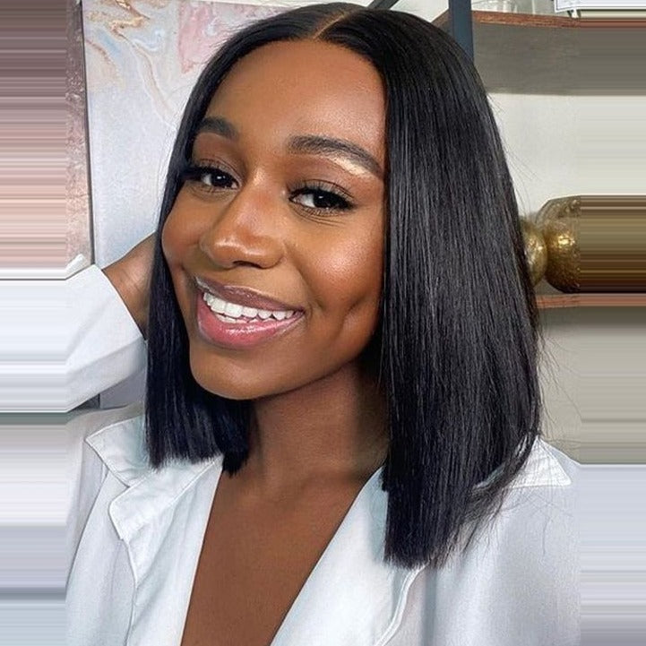 Arabella 6 Inches Deep Part Natural Black Straight Bob Wig 100% human hair wig
