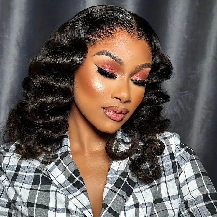 【BOGO】Loose Wave Bob Style Pre-Cut 6x5/13x4 Lace Easy-Wear Natural Black Human Hair Wigs