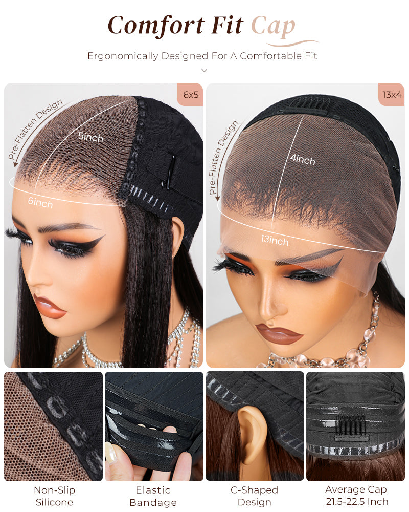 Invisible drawstring glueless wig with 6x5 lace front or 13x4 lace frontal options