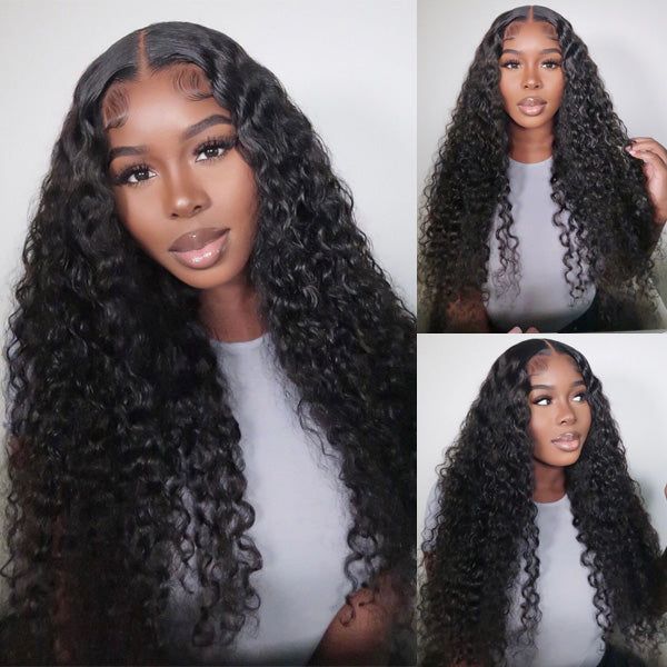 Arabella 6x5/13x4 Lace Glueless Water Wave Wig Pre-cut Lace Natural Black Beginner Friendly