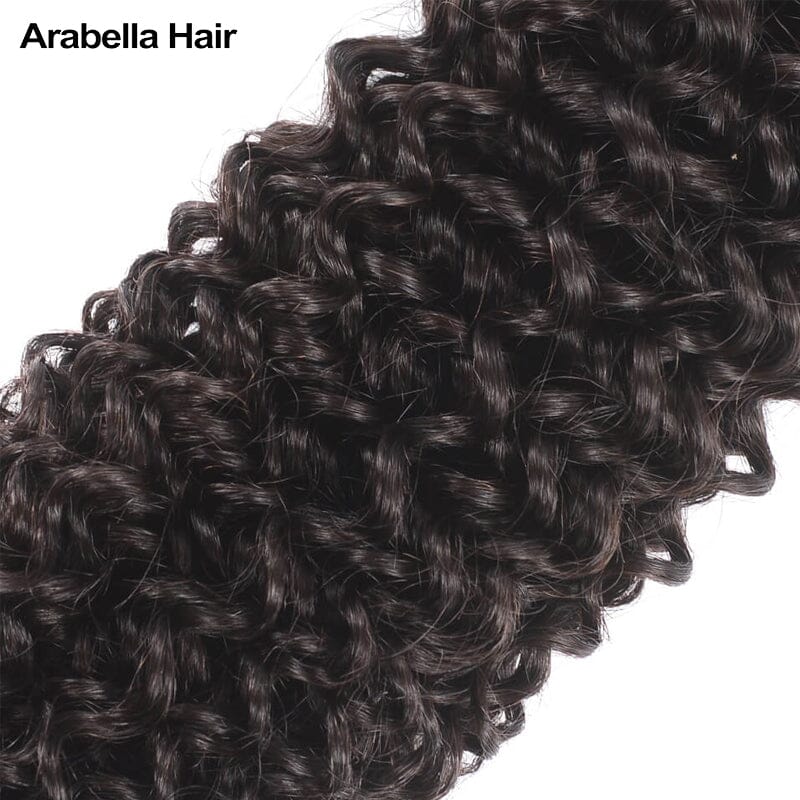 {12A 3Pcs} Jerry Curly 3 Bundles Human Hair Weft Natural Color Unprocessed Virgin Hair Weave Arabella Hair