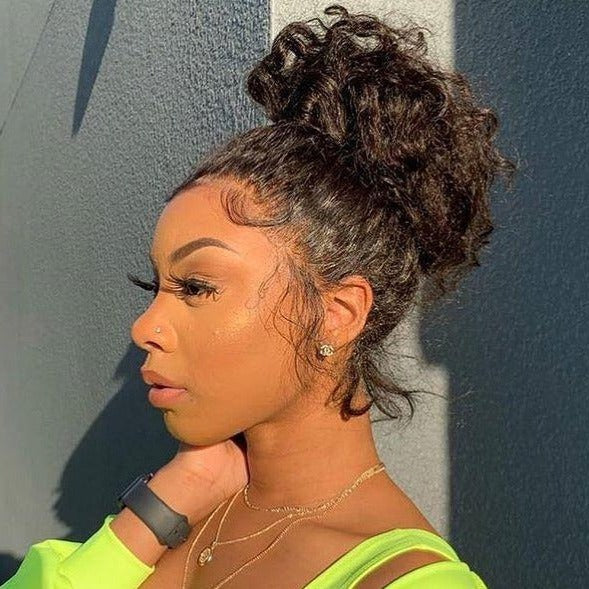 Deep Wave 360 Lace Summer Pick Free Part Human Hair Frontal Wig Natural Black Arabella Hair 180% Density - arabellahair.com