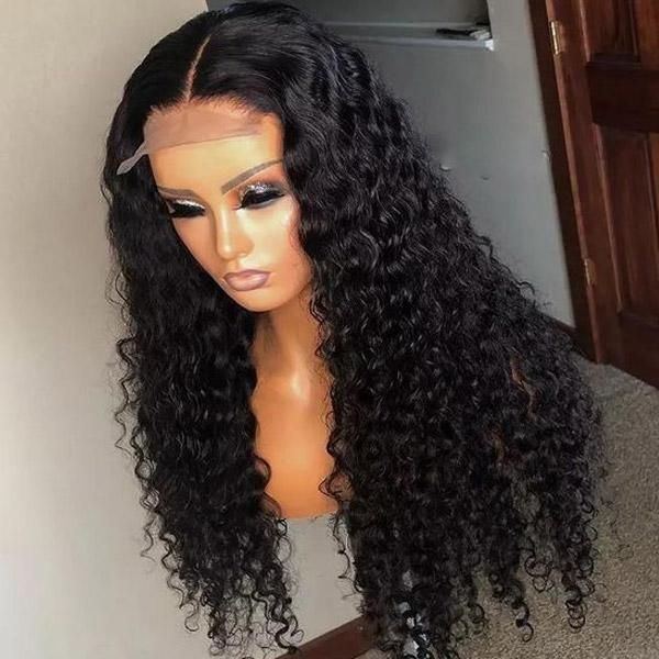 Human hair wig 18" Deep Wave 4x4 Lace Closure Wigs 180% Density Glueless Middle Part Human Hair Wigs - arabellahair.com