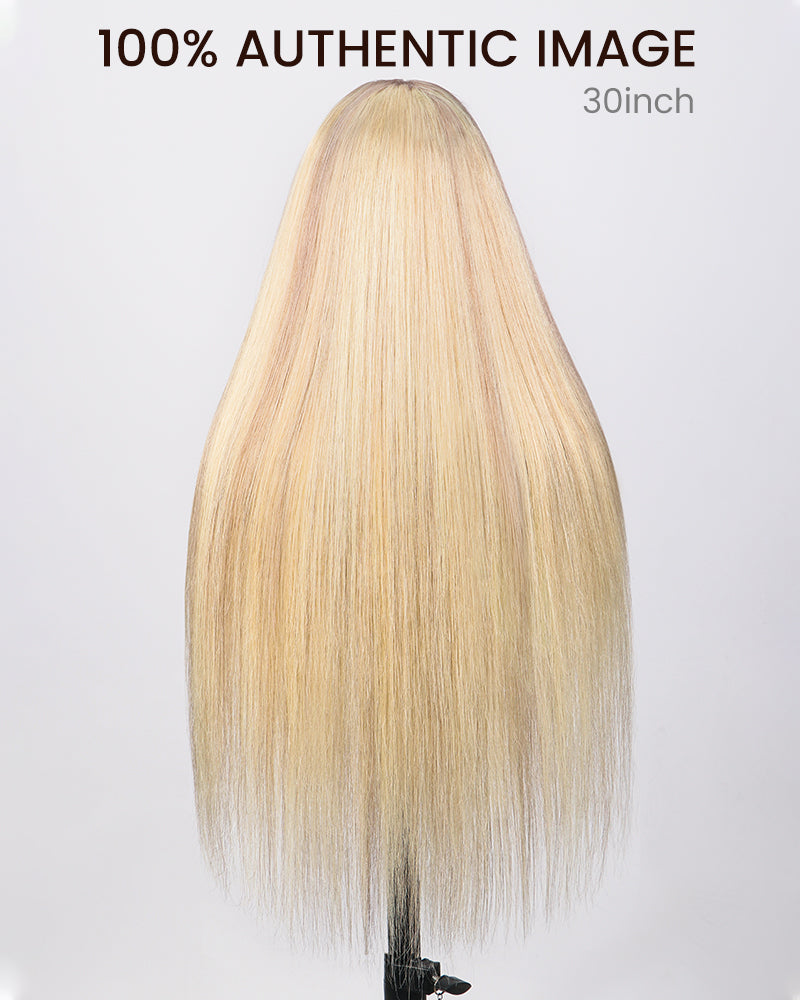 Arabella 13x4 Frontal Lace Blonde Highlight Body Wave/Silky Straight Colored Wig Invisible Knots Realistic Hairline