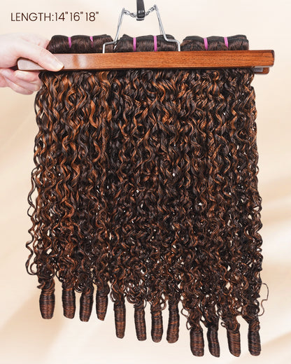 Arabella 12A Jerry Curly with Burmese Curly 3 Bundles Human Hair Weft Dark Brown Highlights Unprocessed Virgin Hair Weave