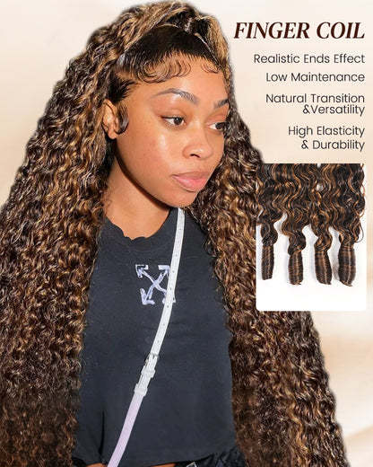 Arabella 12A Jerry Curly with Burmese Curly 3 Bundles Human Hair Weft Honey Blonde Highlight Color Unprocessed Virgin Hair Weave