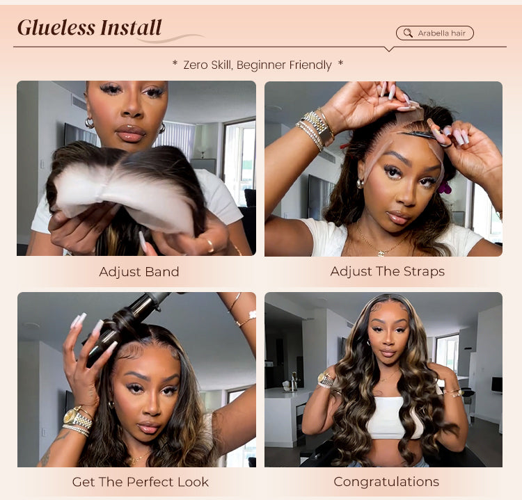 Model Showing How to Wear Glueless Wig