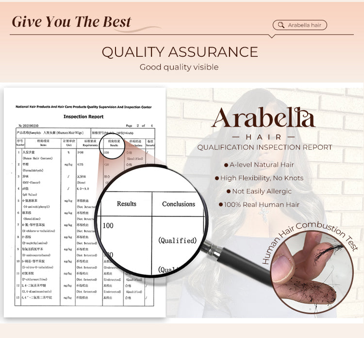 100% Human Hair Test Result of Arabella Hair