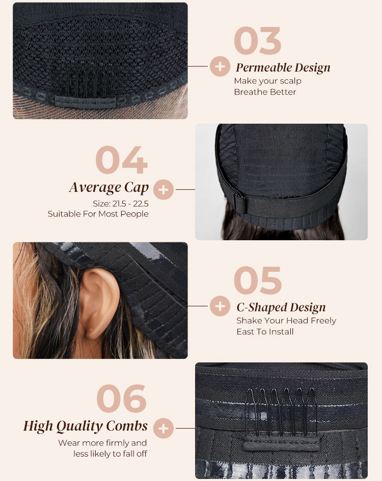 Close-up of 134 and 56 Cap on Wig