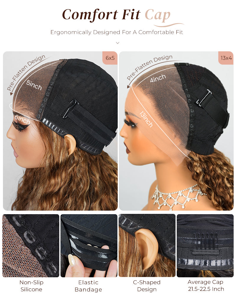 【VIP EXCLUSIVE】Piano Highlight Color Water Wave Curly 13x4/6x5 Lace Human Hair Wig Free Parting