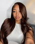 Arabella 13x4 & 6x5 lace frontal glueless human hair chocolate brown body wave wig transparent lace hair style side part
