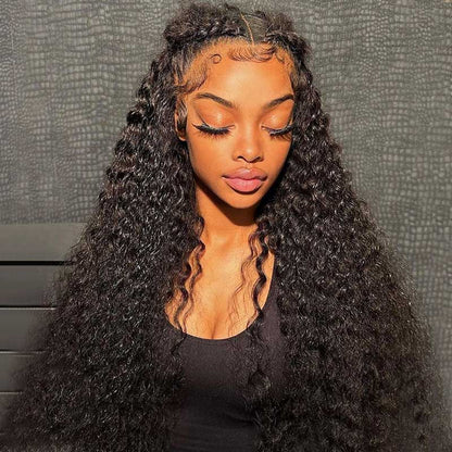 Arabella 13x6 Frontal Lace Deep Wave Wig Invisible Knots Natural Black Realistic Hairline