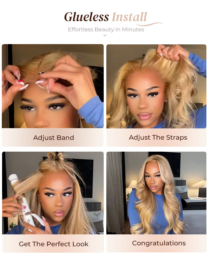 Arabella 13x4 Frontal Lace &amp; 6x5 Invisible Knots Glueless 613 Blonde Body Wave Wig Invisible Knots Realistic Hairline