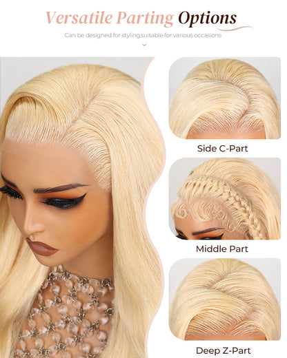 Arabella 13x4 Frontal Lace &amp; 6x5 Invisible Knots Glueless 613 Blonde Body Wave Wig Invisible Knots Realistic Hairline