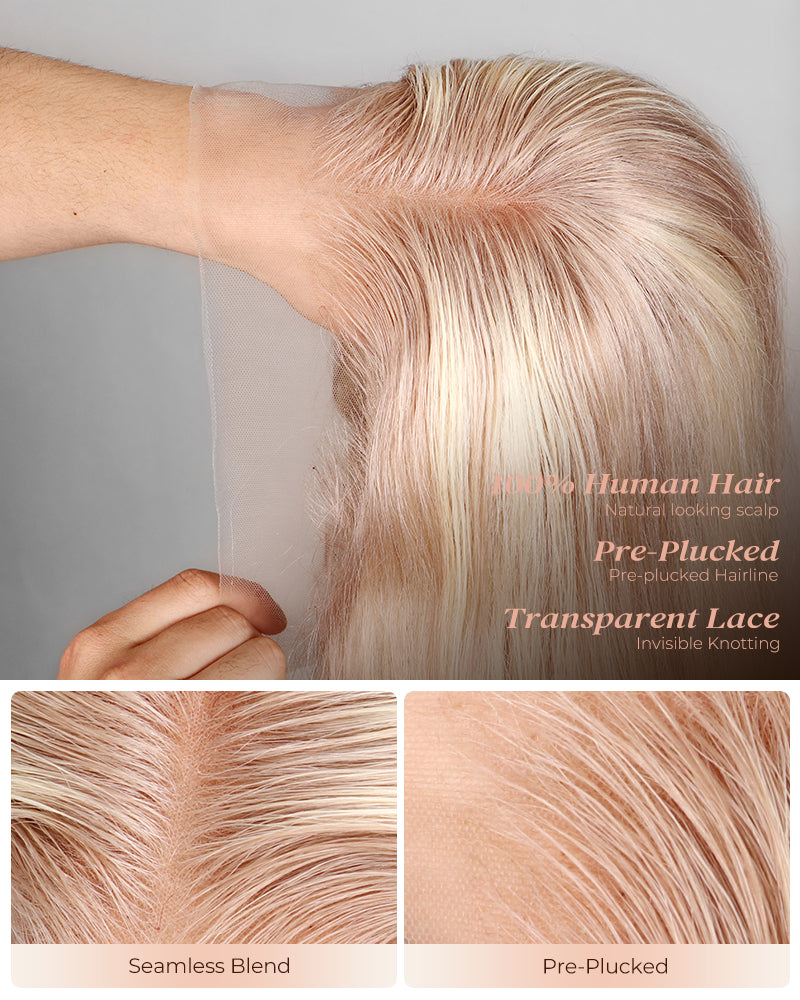 Arabella 13x4 Frontal Lace Blonde Highlight Body Wave/Silky Straight Colored Wig Invisible Knots Realistic Hairline