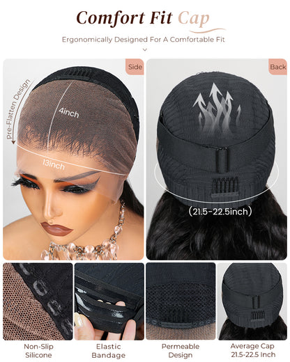 Arabella 13x4 Frontal Lace Jerry Curly Wig Invisible Knots Natural Black Realistic Hairline