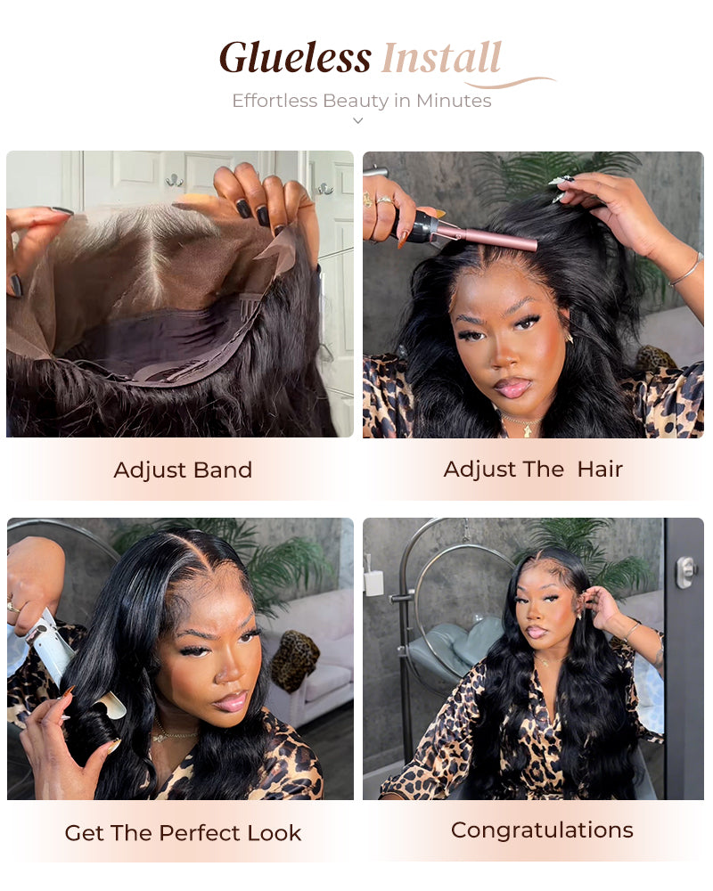 Arabella 13x4 Frontal Lace Body Wave/Silky Straight Wig Invisible Knots Natural Black Realistic Hairline