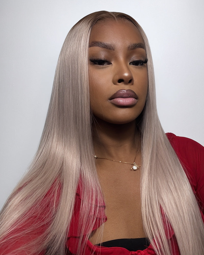 Arabella 13x6 Pre-All Glueless Ash Blonde Ombre Loose Body Wave/Silky Straight Wig Invisible Knots Realistic Hairline