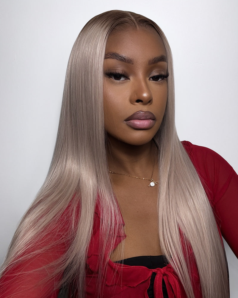 Arabella 13x6 Pre-All Glueless Ash Blonde Ombre Loose Body Wave/Silky Straight Wig Invisible Knots Realistic Hairline