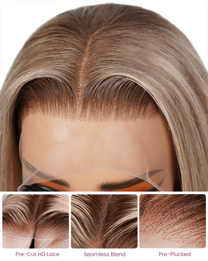 【BOGO】Limited Design Ash Blonde Ombre Colored Easy-Wear Glueless 6x5 Pre-Cut Lace Human Hair Wigs