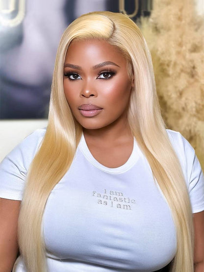 【$299 = 2 WIGS】Arabella 13x6 Three-Go™ 613 Blonde Glueless Wig Silky Straight With Drawstring 100% Human Hair Wig