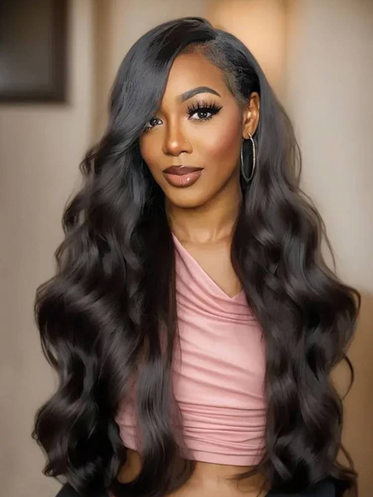 Arabella 【30&quot; Super Sale】 6x5 invisible knots Glueless Natural Black Body Wave/Silky Straight Wig Pre-cut Lace