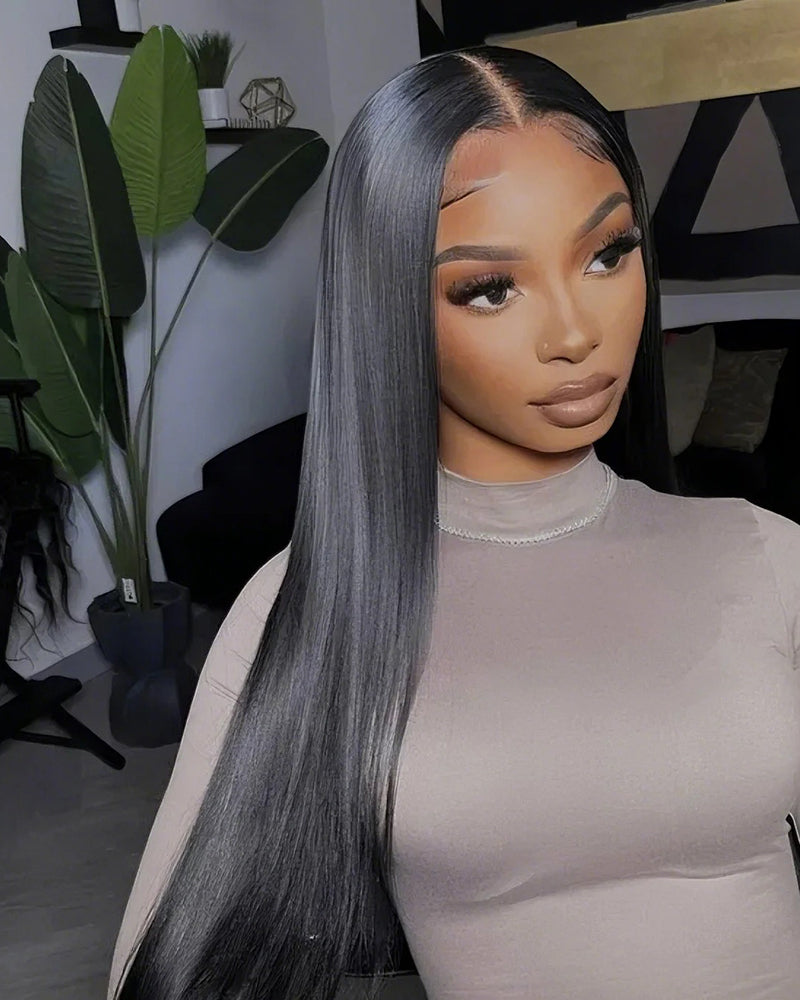 Arabella 【30&quot; Super Sale】 6x5 invisible knots Glueless Natural Black Body Wave/Silky Straight Wig Pre-cut Lace