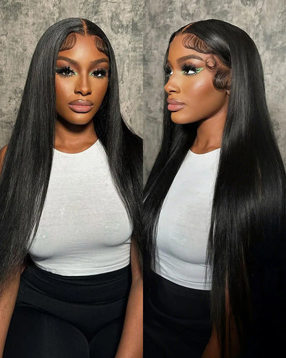 Arabella 【30&quot; Super Sale】 6x5 invisible knots Glueless Natural Black Body Wave/Silky Straight Wig Pre-cut Lace