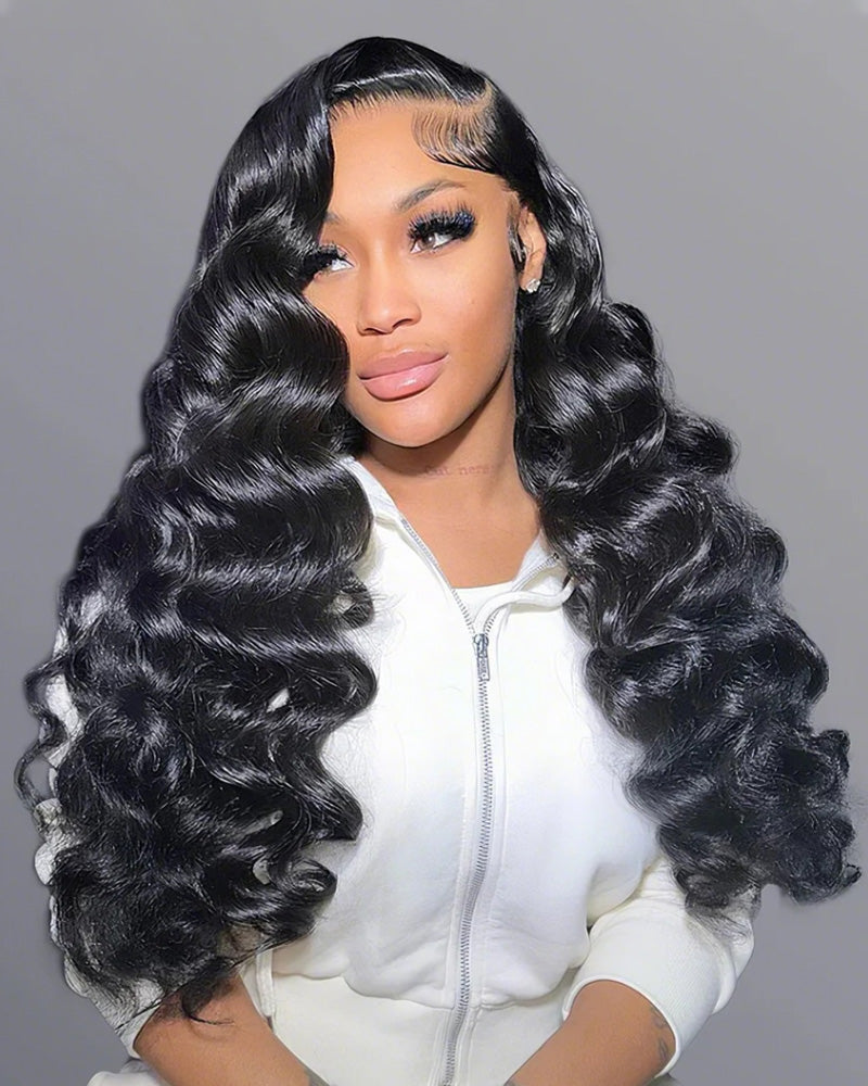 Arabella 360 Full Lace Glueless Loose Deep Wave Wig Invisi Drawstring Natural Black Pull &amp; Go