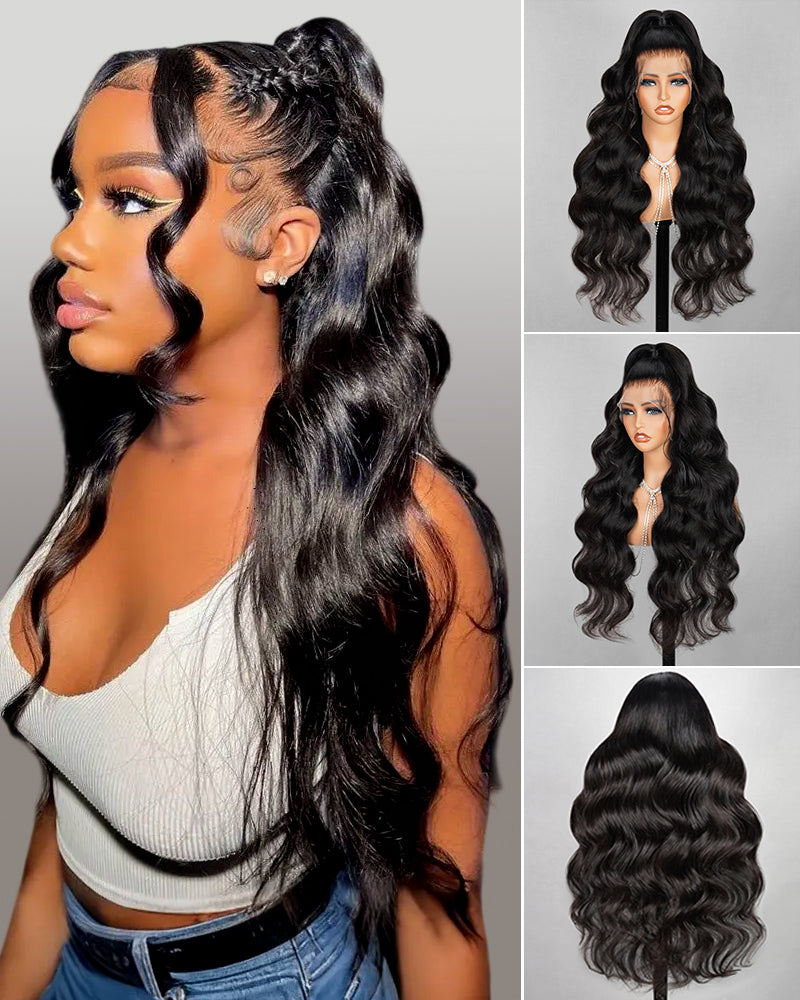 Collage of 360 Wig on Model and Mannequin