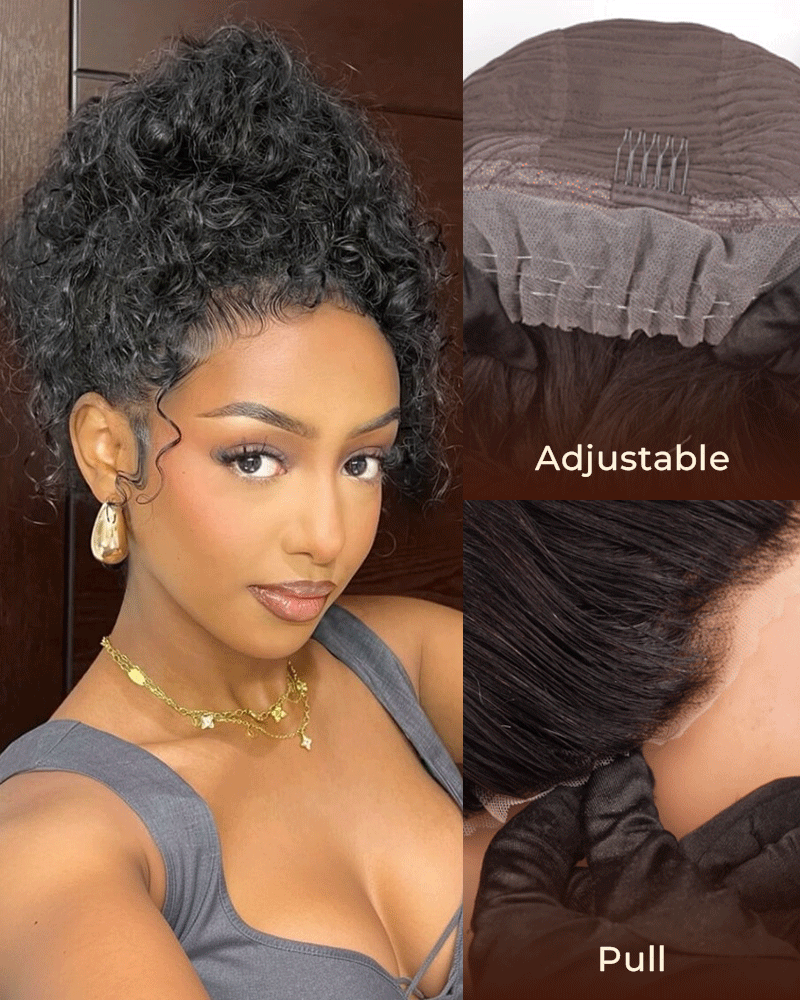 18"=$141 | Arabella 360 Full Lace Glueless Water Wave Wig Invisi Drawstring Natural Black Pull &amp; Go