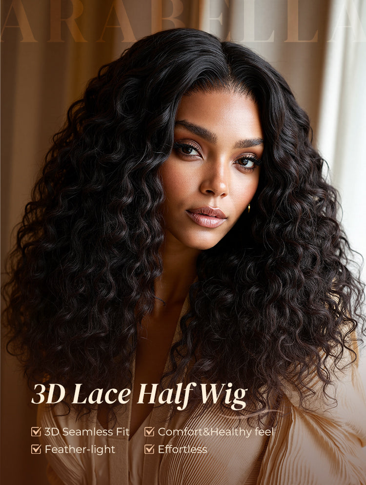 3D Lace Half Wig Water Wave Wig