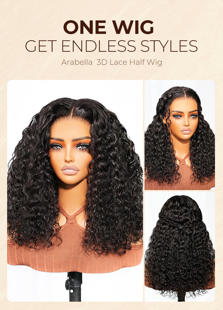 3D Lace Half Wig Water Wave Wig