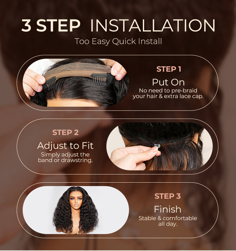 3D Lace Half Wig Water Wave Wig