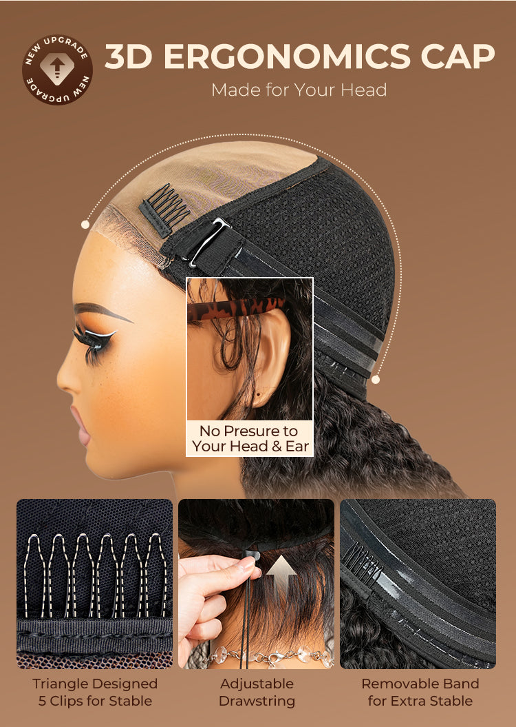 3D Lace Half Wig Water Wave Wig