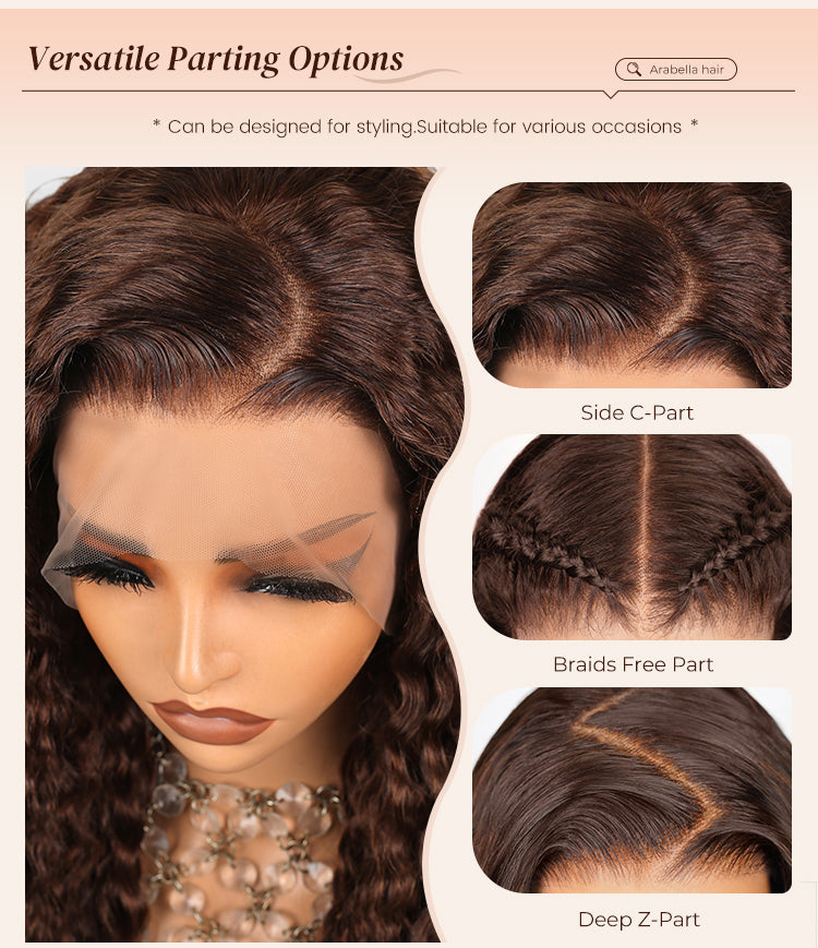 Parting Options of Chestnut Curls Human Hair Wig