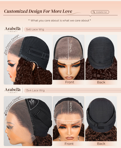 Arabella 6x5/13x4 Lace Glueless Loose Deep Wave Bob Wig Pre-cut Lace Natural Black Beginner Friendly