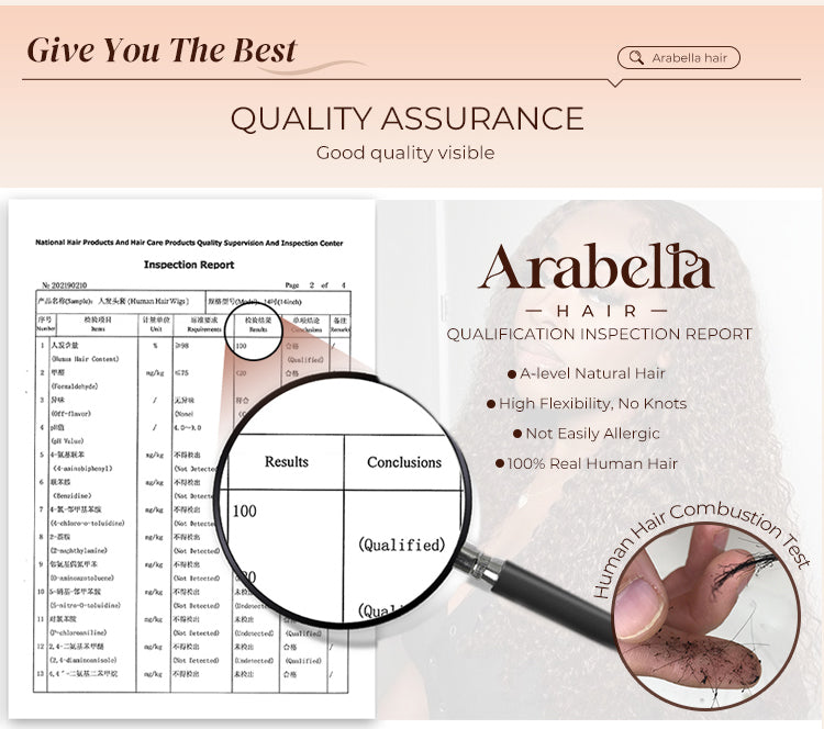 100% Human Hair Test Result of Arabella