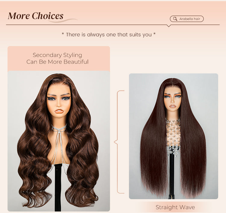 Straight and Wavy Dark Brown Wig