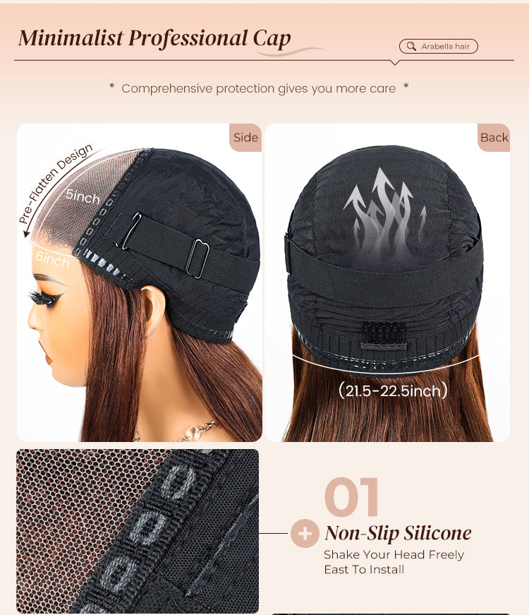 Dark Brown Wig Professional Cap