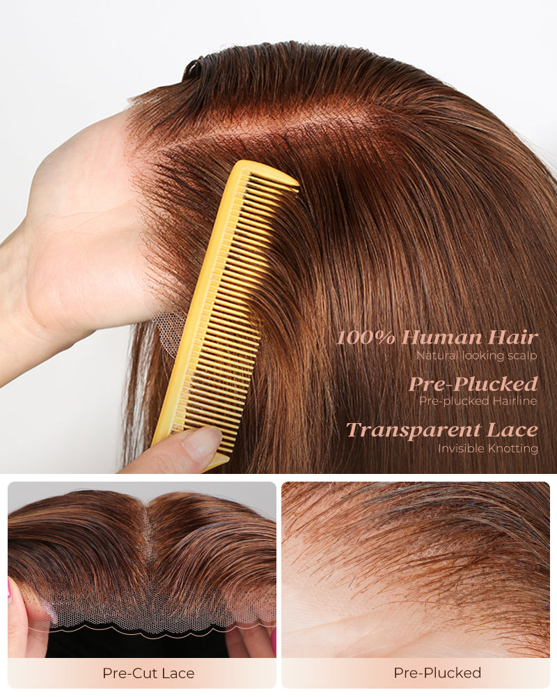 Arabella 6x5/13x4 Lace Glueless Chocolate Brown Straight Wig Pre-cut Lace Beginner Friendly