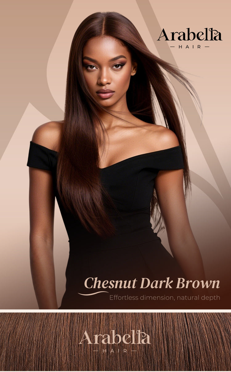 Poster Showing Model Wearing Chesnut Brown Wig