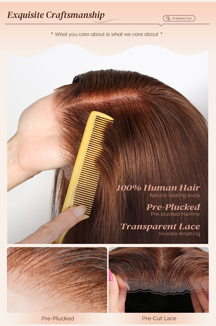 Poster Showing Craftsmanship of Straight Brown Wig