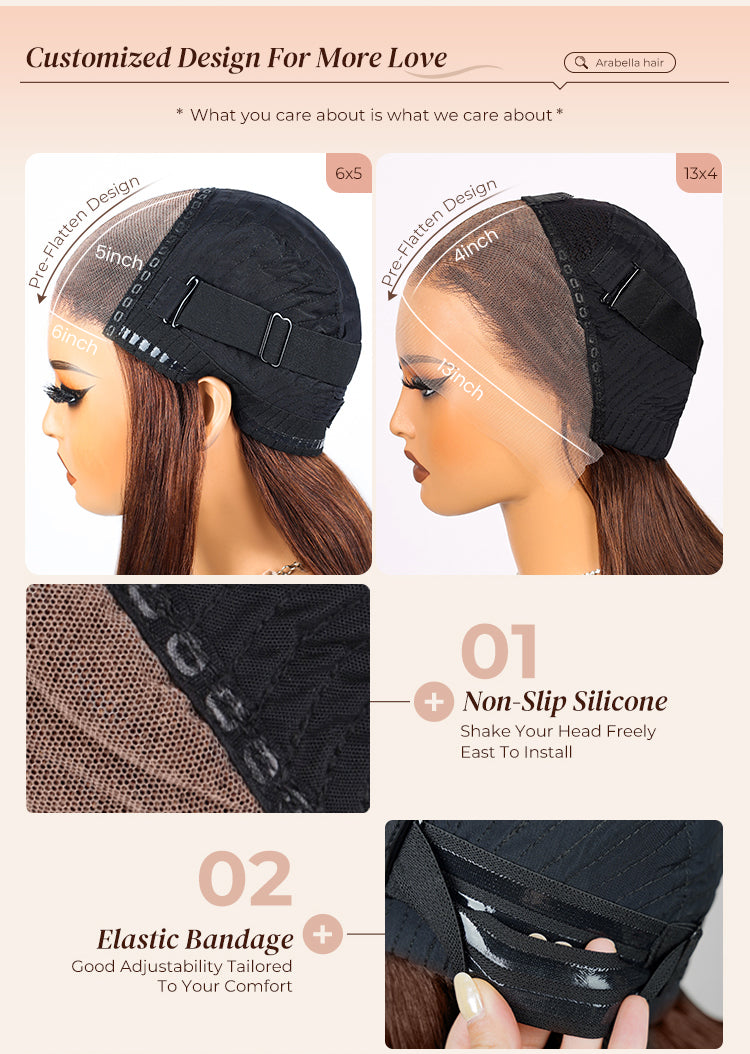 Dark Brown Wig Lace and Cap Design Details