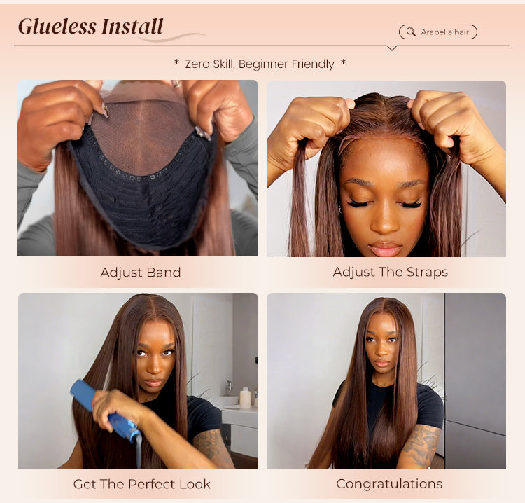 Steps to Install Striaght Brown Wig