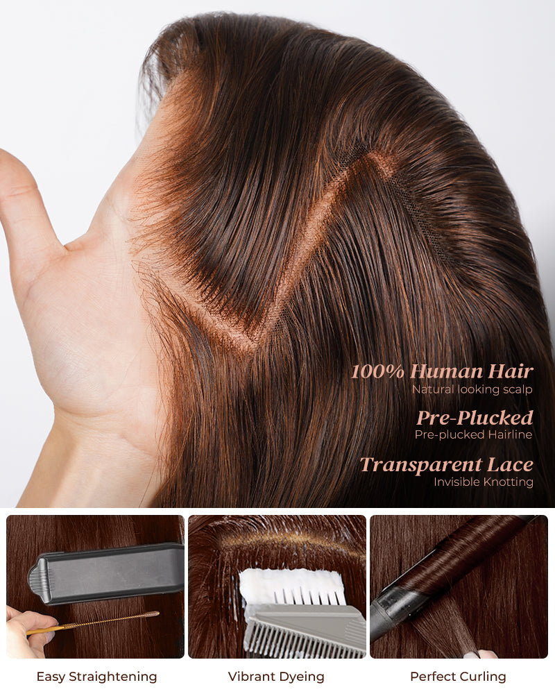 Arabella 6x5 invisible knots Glueless Chocolate Brown Body Wave Wig Pre-cut Lace Beginner Friendly