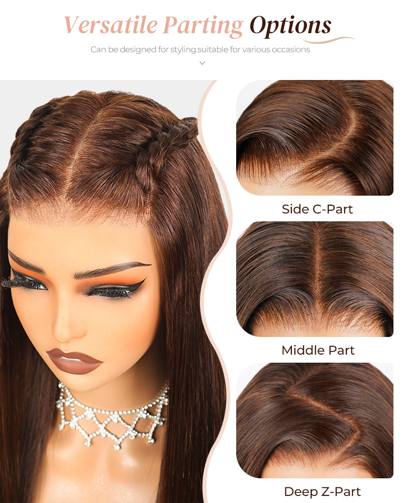 Arabella 6x5 invisible knots Glueless Chocolate Brown Body Wave Wig Pre-cut Lace Beginner Friendly