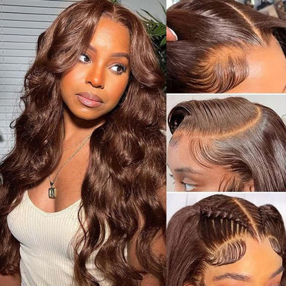 Arabella 6x5 invisible knots Glueless Chocolate Brown Body Wave Wig Pre-cut Lace Beginner Friendly