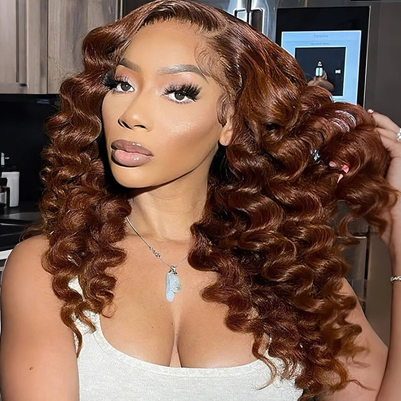 Arabella 13x4/6x5 Lace Glueless Chocolate Brown Loose Deep Wave Wig Invisible Knots Realistic Hairline